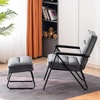 image:imageMCombo Modern Accent Chair Velvet Club Chair Upholstered Armchair for Small Space Living Room amp Office Reception Fabric 4747 4750 Chair BrownDark Grey