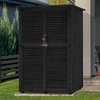 image:imageMCombo Outdoor Storage Cabinet Wooden Storage Shed with Latch Outside Garden Tool Shed with 2 Doors for Patio Yard Lawn 0808 Natural MediumBlack
