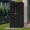 image:imageMCombo Outdoor Storage Cabinet Wooden Storage Shed with Latch Outside Garden Tool Shed with 2 Doors for Patio Yard Lawn 0808 Natural MediumBlack