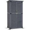 image:imageMCombo Outdoor Storage Cabinet Wooden Storage Shed with Latch Outside Garden Tool Shed with 2 Doors for Patio Yard Lawn 0808 Natural MediumGray