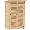 image:imageMCombo Outdoor Storage Cabinet Wooden Storage Shed with Latch Outside Garden Tool Shed with 2 Doors for Patio Yard Lawn 0808 Natural MediumNatural