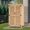image:imageMCombo Outdoor Storage Cabinet Wooden Storage Shed with Latch Outside Garden Tool Shed with 2 Doors for Patio Yard Lawn 0808 Natural MediumNatural