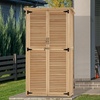 image:imageMCombo Outdoor Storage Cabinet Wooden Storage Shed with Latch Outside Garden Tool Shed with 2 Doors for Patio Yard Lawn 0808 Natural MediumNatural