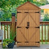 image:imageMCombo Outdoor Storage Cabinet with 2 Shelves Outside Storage Shed with Floor Wooden Garden Tool Shed with Latch for Yard Deck Lawn 1000Natural