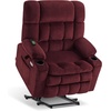 image:imageMCombo Oversized Power Lift Recliner Chair for Elderly Dual Motor Lift Chair with Heat and Massage Lay Flat Lift Chair for Big and Tall Cup Holders Fabric R7891 Dark Gray LargeWideBurgundy