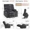 image:imageMCombo Oversized Power Lift Recliner Chair for Elderly Dual Motor Lift Chair with Heat and Massage Lay Flat Lift Chair for Big and Tall Cup Holders Fabric R7891 Dark Gray LargeWideDark Gray