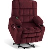image:imageMCombo Oversized Power Lift Recliner Chair for Elderly Dual Motor Lift Chair with Heat and Massage Lay Flat Lift Chair for Big and Tall Cup Holders Fabric R7891 Dark Gray LargeWideBurgundy