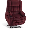 image:imageMCombo Oversized Power Lift Recliner Chair for Elderly Dual Motor Lift Chair with Heat and Massage Lay Flat Lift Chair for Big and Tall Cup Holders Fabric R7891 Dark Gray LargeWideBurgundy