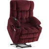 image:imageMCombo Oversized Power Lift Recliner Chair for Elderly Dual Motor Lift Chair with Heat and Massage Lay Flat Lift Chair for Big and Tall Cup Holders Fabric R7891 Dark Gray LargeWideBurgundy