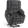 image:imageMCombo Oversized Power Lift Recliner Chair for Elderly Dual Motor Lift Chair with Heat and Massage Lay Flat Lift Chair for Big and Tall Cup Holders Fabric R7891 Dark Gray LargeWideDark Gray
