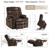 image:imageMCombo Oversized Power Lift Recliner Chair for Elderly Dual Motor Lift Chair with Heat and Massage Lay Flat Lift Chair for Big and Tall Cup Holders Fabric R7891 Dark Gray LargeWideCoffee