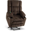 image:imageMCombo Oversized Power Lift Recliner Chair for Elderly Dual Motor Lift Chair with Heat and Massage Lay Flat Lift Chair for Big and Tall Cup Holders Fabric R7891 Dark Gray LargeWideCoffee