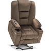 image:imageMCombo Oversized Power Lift Recliner Chair with Massage and Heat for Big and Tall Elderly People Cup Holders USB Ports Side Pockets Fabric R7541 Grey LargeOversizeBrown