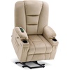 image:imageMCombo Oversized Power Lift Recliner Chair with Massage and Heat for Big and Tall Elderly People Cup Holders USB Ports Side Pockets Fabric R7541 Grey LargeOversizeBeige