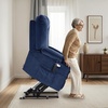 image:imageMCombo Oversized Power Lift Recliner Chair with Massage and Heat for Big and Tall Elderly People Cup Holders USB Ports Side Pockets Fabric R7541 Grey LargeOversizeNavy Blue