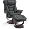 image:imageMCombo Oversized Swivel Recliner Chair with Ottoman Adjustable Backrest 360 Wood Base High Seat Faux Leather Lounge Chair for Tall Users in Living Room Office 4651 BrownDark Grey