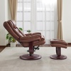 image:imageMCombo Oversized Swivel Recliner Chair with Ottoman Adjustable Backrest 360 Wood Base High Seat Faux Leather Lounge Chair for Tall Users in Living Room Office 4651 BrownBrown