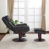 image:imageMCombo Oversized Swivel Recliner Chair with Ottoman Adjustable Backrest 360 Wood Base High Seat Faux Leather Lounge Chair for Tall Users in Living Room Office 4651 BrownDark Grey