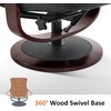 image:imageMCombo Oversized Swivel Recliner Chair with Ottoman Adjustable Backrest 360 Wood Base High Seat Faux Leather Lounge Chair for Tall Users in Living Room Office 4651 BrownDark Grey