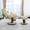 image:imageMCombo Oversized Swivel Recliner Chair with Ottoman Adjustable Backrest 360 Wood Base High Seat Faux Leather Lounge Chair for Tall Users in Living Room Office 4651 BrownCream White