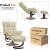 image:imageMCombo Oversized Swivel Recliner Chair with Ottoman Adjustable Backrest 360 Wood Base High Seat Faux Leather Lounge Chair for Tall Users in Living Room Office 4651 BrownCream White
