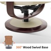 image:imageMCombo Oversized Swivel Recliner Chair with Ottoman Adjustable Backrest 360 Wood Base High Seat Faux Leather Lounge Chair for Tall Users in Living Room Office 4651 BrownCream White