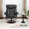 image:imageMCombo Oversized Swivel Recliner Chair with Ottoman Adjustable Backrest 360 Wood Base High Seat Faux Leather Lounge Chair for Tall Users in Living Room Office 4651 BrownDark Grey