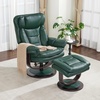 image:imageMCombo Oversized Swivel Recliner Chair with Ottoman Adjustable Backrest 360 Wood Base High Seat Faux Leather Lounge Chair for Tall Users in Living Room Office 4651 BrownGreen