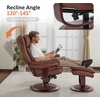 image:imageMCombo Oversized Swivel Recliner Chair with Ottoman Adjustable Backrest 360 Wood Base High Seat Faux Leather Lounge Chair for Tall Users in Living Room Office 4651 BrownBrown