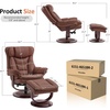 image:imageMCombo Oversized Swivel Recliner Chair with Ottoman Adjustable Backrest 360 Wood Base High Seat Faux Leather Lounge Chair for Tall Users in Living Room Office 4651 BrownBrown