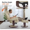 image:imageMCombo Oversized Swivel Recliner Chair with Ottoman Adjustable Backrest 360 Wood Base High Seat Faux Leather Lounge Chair for Tall Users in Living Room Office 4651 BrownCream White