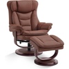 image:imageMCombo Oversized Swivel Recliner Chair with Ottoman Adjustable Backrest 360 Wood Base High Seat Faux Leather Lounge Chair for Tall Users in Living Room Office 4651 BrownBrown