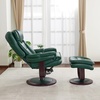 image:imageMCombo Oversized Swivel Recliner Chair with Ottoman Adjustable Backrest 360 Wood Base High Seat Faux Leather Lounge Chair for Tall Users in Living Room Office 4651 BrownGreen