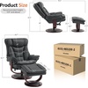 image:imageMCombo Oversized Swivel Recliner Chair with Ottoman Adjustable Backrest 360 Wood Base High Seat Faux Leather Lounge Chair for Tall Users in Living Room Office 4651 BrownDark Grey