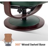 image:imageMCombo Oversized Swivel Recliner Chair with Ottoman Adjustable Backrest 360 Wood Base High Seat Faux Leather Lounge Chair for Tall Users in Living Room Office 4651 BrownGreen