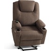 image:imageMCombo Power Lift Recliner Chair for Elderly Lift Chair with Heat and Massage FSC Certified USBampType C Ports Cup Holders Fabric 7040 MediumBrownCoffee
