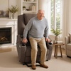 image:imageMCombo Power Lift Recliner Chair for Elderly Lift Chair with Heat and Massage FSC Certified USBampType C Ports Cup Holders Fabric 7040 MediumBrownCoffee
