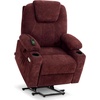 image:imageMCombo Power Lift Recliner Chair for Elderly Lift Chair with Heat and Massage FSC Certified USBampType C Ports Cup Holders Fabric 7040 MediumBrownSangria
