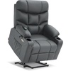 image:imageMCombo Power Lift Recliner Chair for Elderly for Mom Electric Lift Chair with Extended Footrest USB Ports Cup Holders Faux Leather 7287 Dark Grey MediumDark Grey