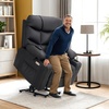 image:imageMCombo Power Lift Recliner Chair for Elderly for Mom Electric Lift Chair with Extended Footrest USB Ports Cup Holders Faux Leather 7287 Dark Grey MediumBlack