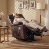image:imageMCombo Power Lift Recliner Chair for Elderly for Mom Electric Lift Chair with Extended Footrest USB Ports Cup Holders Faux Leather 7287 Dark Grey MediumDark Brown