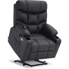 image:imageMCombo Power Lift Recliner Chair for Elderly for Mom Electric Lift Chair with Extended Footrest USB Ports Cup Holders Faux Leather 7287 Dark Grey MediumBlack