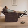 image:imageMCombo Power Recliner Chairs Leather Recliner Chair for Adults Home Theater Seating with Adjustable Headrest USB Ports LED Light amp Armrest Storage Recliners for Living Room HTS400 Neutral GreyLight Brown