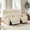 image:imageMCombo Power Reclining Sofa with Heat and VibrationUSB Ports Cup Holders3Seat Dual Recliner Sofa for Living Room 6077 Cream White 3 SeaterCream White