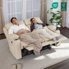 image:imageMCombo Power Reclining Sofa with Heat and VibrationUSB Ports Cup Holders3Seat Dual Recliner Sofa for Living Room 6077 Cream White 3 SeaterCream White