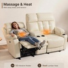 image:imageMCombo Power Reclining Sofa with Heat and VibrationUSB Ports Cup Holders3Seat Dual Recliner Sofa for Living Room 6077 Cream White 3 SeaterCream White