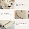 image:imageMCombo Power Reclining Sofa with Heat and VibrationUSB Ports Cup Holders3Seat Dual Recliner Sofa for Living Room 6077 Cream White 3 SeaterCream White