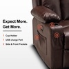 image:imageMCombo Power Reclining Sofa with Heat and VibrationUSB Ports Cup Holders3Seat Dual Recliner Sofa for Living Room 6077 Cream White 3 SeaterDark Brown