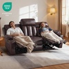 image:imageMCombo Power Reclining Sofa with Heat and VibrationUSB Ports Cup Holders3Seat Dual Recliner Sofa for Living Room 6077 Cream White 3 SeaterDark Brown