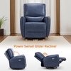 image:imageMCombo Power Swivel Rocker Recliner with Lumbar Support Faux Leather Electric Nursery Glider Recliner Chair for Adults 6922 Cream WhiteNavy Blue